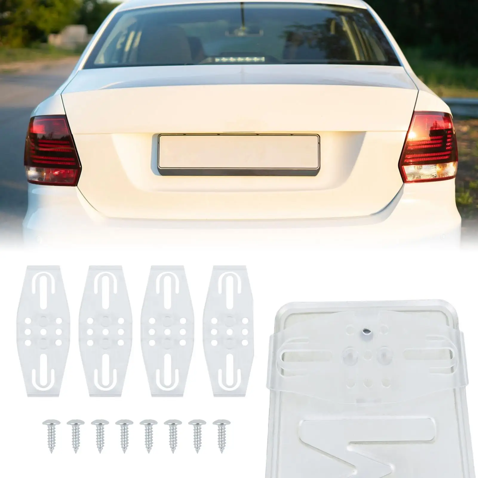 Frameless License Plate Frame Transparent Invisible  Number Plate Holder Bracket Sun Protection License Plate Clip