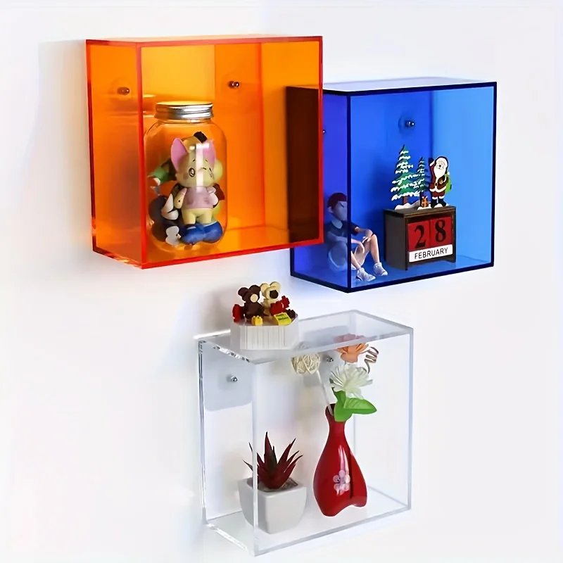 Modern Acrylic Wall Shelves No Drilling Required Perfume Figure Display Storage Case Room Decoration Interior Accessories Gift