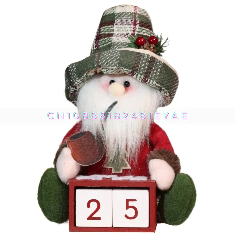 New Christmas Calendar Old Man Doll Ornament Wooden Creative Home Snowman Festive Tabletop Ornament