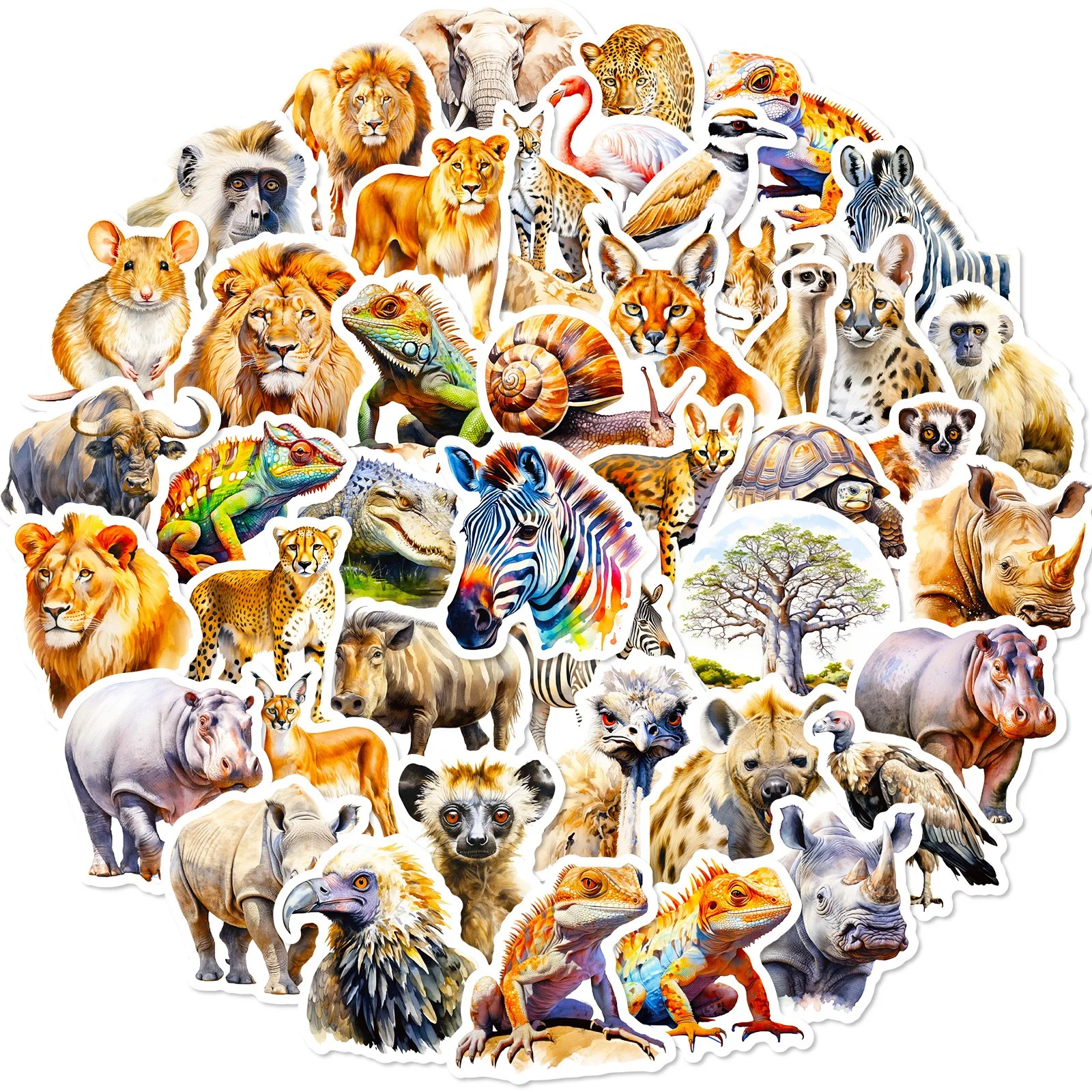 10/50pcs Jungle Zoo Wild Animal Stickers Aesthetic DIY Stationery Notebook Water Bottle Laptop Luggage Skateboard Sticker Toy