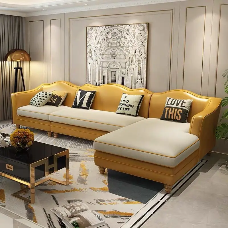 American corner sofa, postmodern light luxury, leather fabric sofa