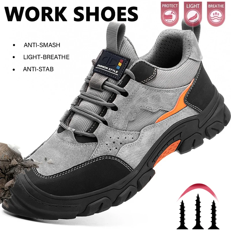 

Safety Shoes Men Shoes Steel Toe Work Boots Anti-Smash puncture-proof Indestructible Shoes Comfortable breathable Work Sneakers