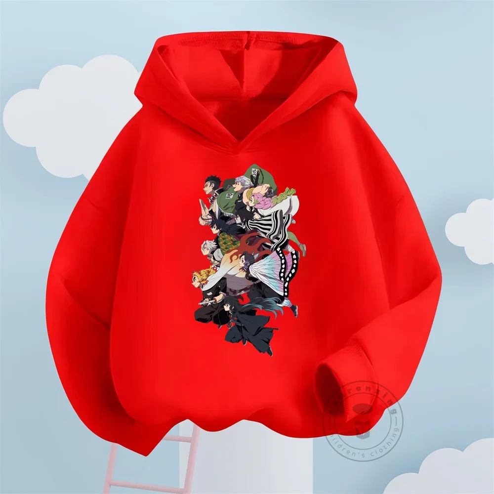 Children\'s Clothing Hoodie Coat Kids Boys Girls Cartoon People Japanese Anime Demon Slayer Print Toddler Age 3-12 Casual Tops