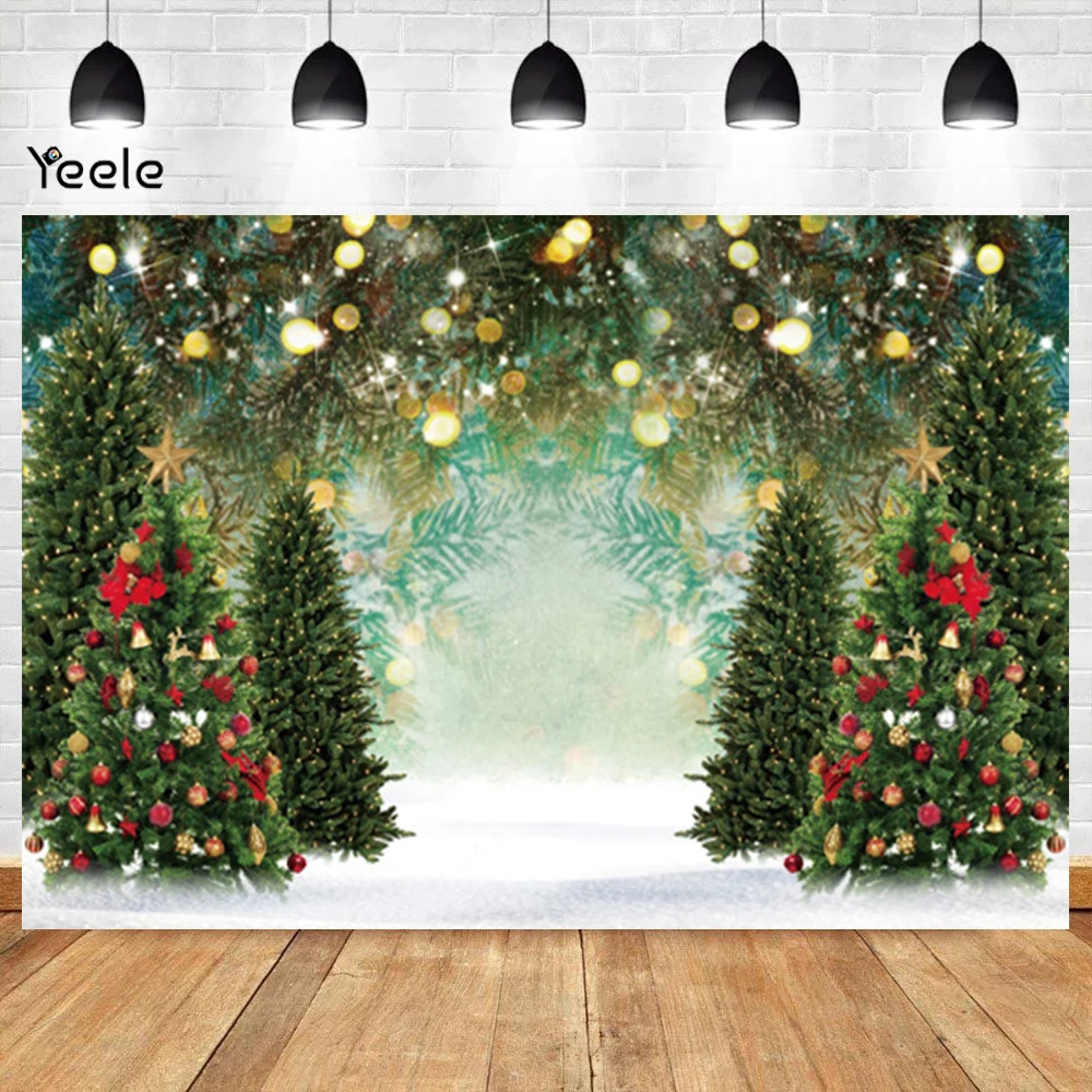 Christmas Background Photography 2024 Forest Snow Lights Christmas Tree Children Home Party Backdrop Decor Photographer Props