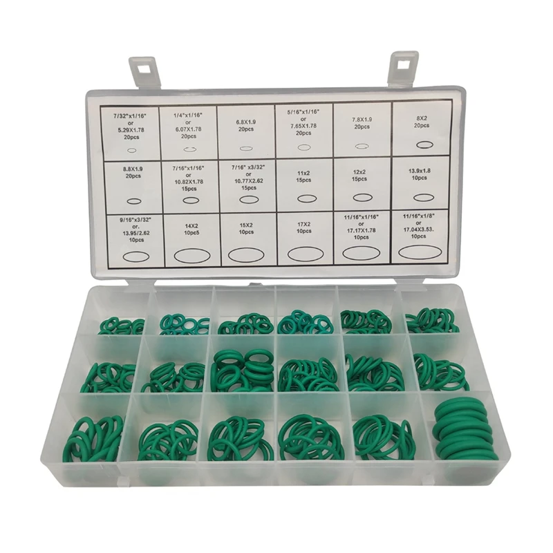 270Pcs Green Sealing Ring O-Ring Nitrile Rubber Ring High Temperature Rubber Ring Gasket High Pressure Repair Boxed