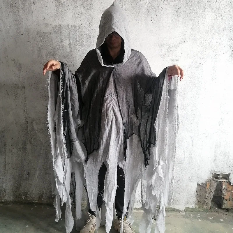 Halloween Ghost Dementors Cosplay Costume For Adult New Gothic Horror Zombie Tattered Hooded Capes Day Of The Dead Party Cloaks