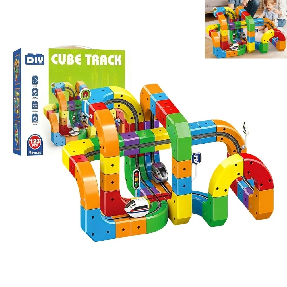 123 Elementy Magiczna Stereo 3D Tor Samochodowy Zabawka Elastyczna Szyna do Składania Zestaw Edukacyjny Interaktywna Zabawka dla Dzieci Zabawa w Domu Prezent Urodzinowy