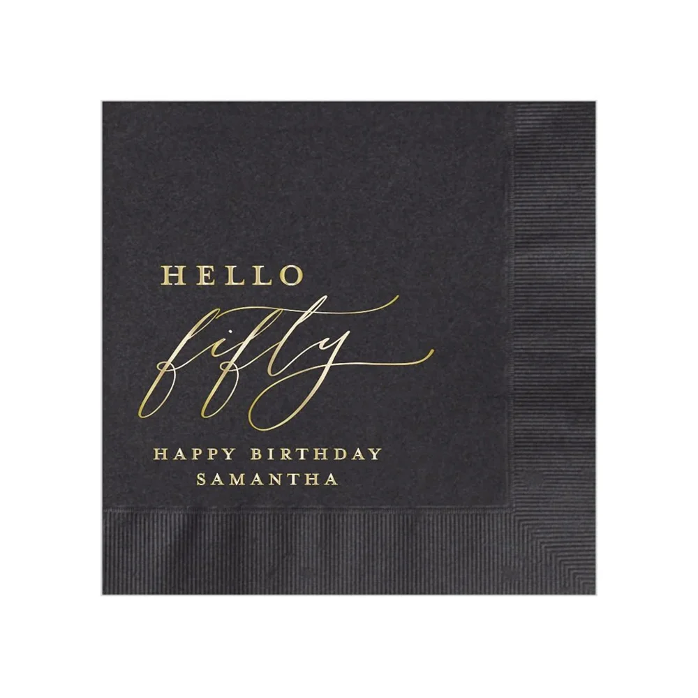 50PCS Personalized Birthday Napkins 30th 40th 50th 60th 70th 80th 90th 100th Birthday Custom Napkins Monogram Beautiful Letterpr