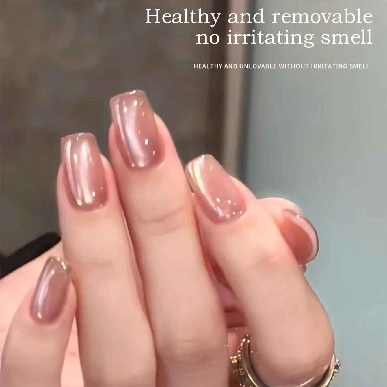 Ice-Transparent Pink Glass Bead Cat-Eye Gel Polish – 2026 New Clear Water Explosive Flash Crystal Finish
