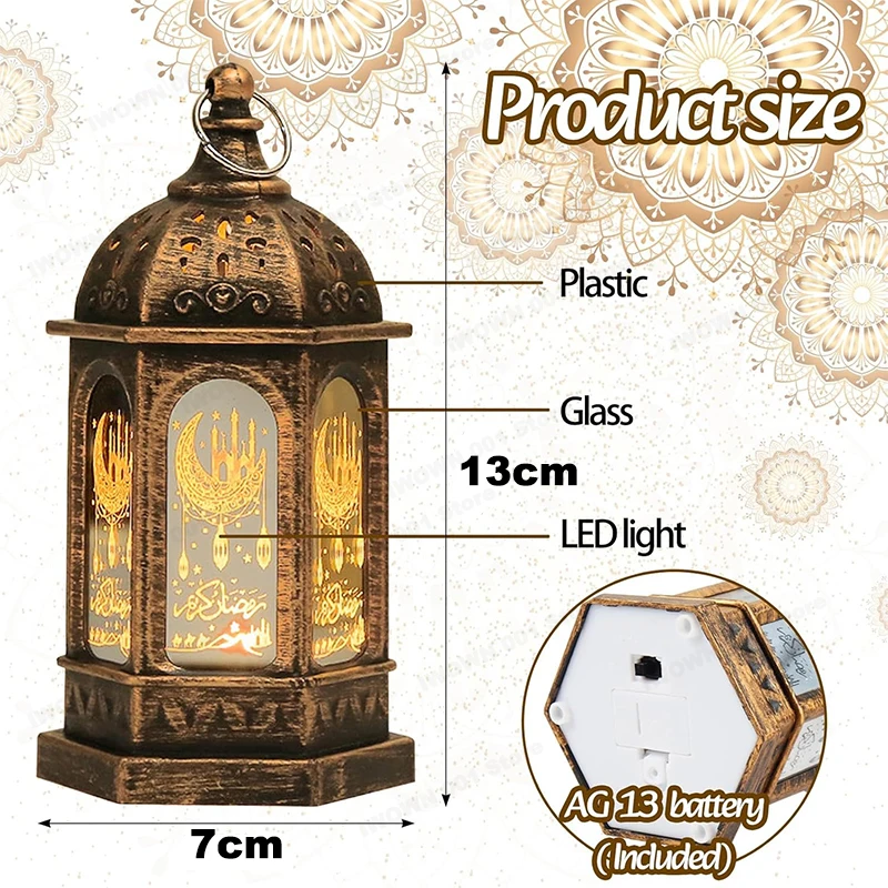 Moslim Ramadan Lantaarn Decor Ornament EID Mubarak LED Festival Nachtlampje Eid Al Adha Gift Gurbang Ramadan Decoratie voor thuis