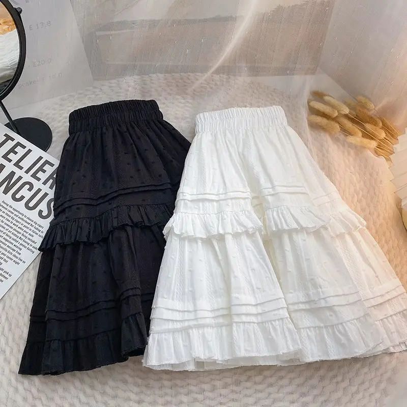 Mini Ruffles Skirts Women Chic Loose Kawaii Lace Daily Dance Girls Preppy Style Pleated Ins Y2k High Street Ulzzang White Cute