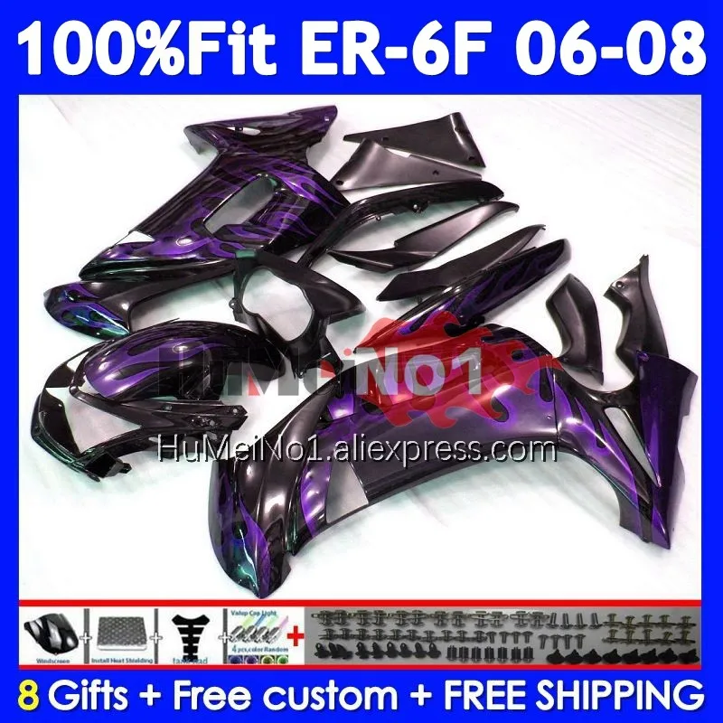 Injection Body For KAWASAKI NINJA 650R ER6 F 650 R ER 6 F 245No.32 ER-6F ER 6F ER6F 06 07 08 Purple flame 2006 2007 2008 Fairing