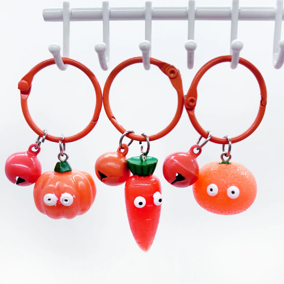 Creative Simulation Food Fruit Keychain Pendant Cute Mini PVC Pumpkin Orange Carrot Toy Car Keychain Backpack Hanging