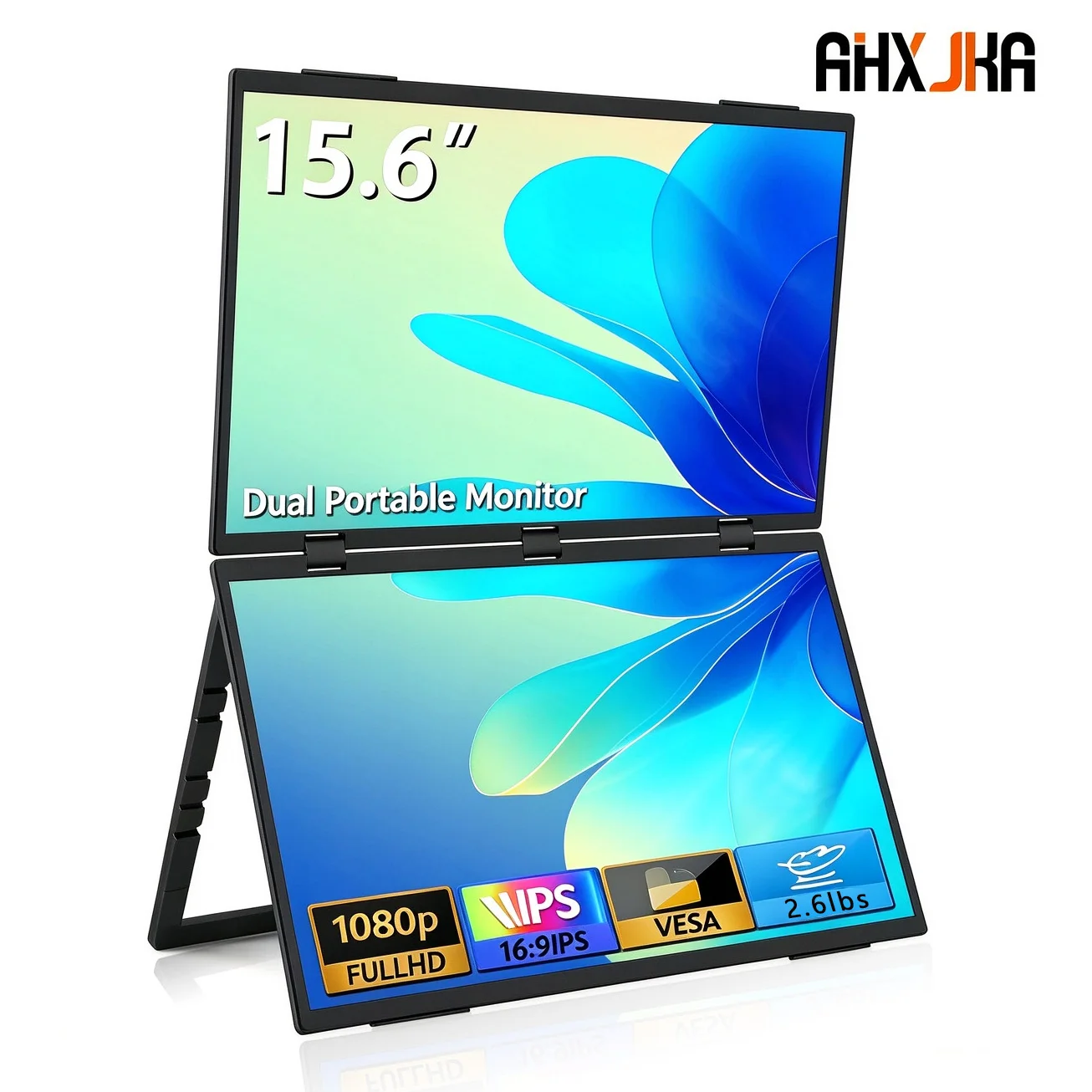 15.6 Inch Dual Portable Monitor IPS FHD 1920×1080 72%sRGB 16:9 Rear Support Stand Dual External Display for Notebook PC  PS4/5