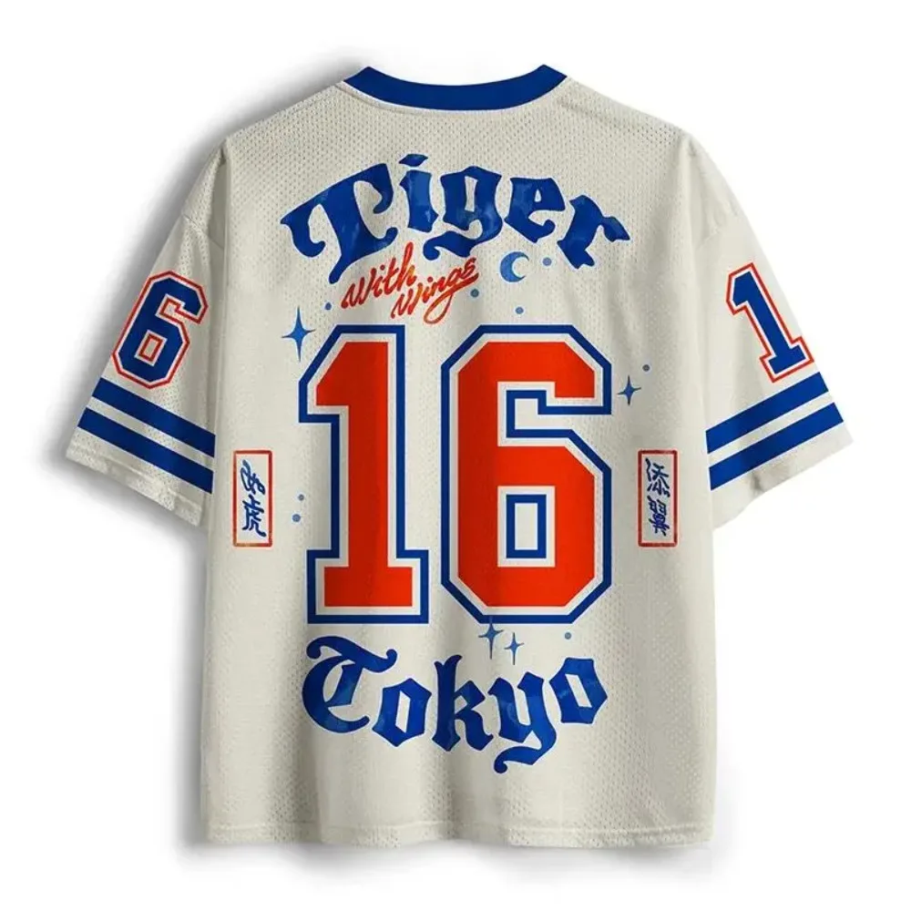 Retro Flying Tiger 3D-gedrucktes Schnelltrocknendes Atmungsaktives Sport-T-Shirt für Männer und Frauen mit V-Ausschnitt, Modisches Streetwear Y2K Eltern-Kind-Kleidung – Detail 7