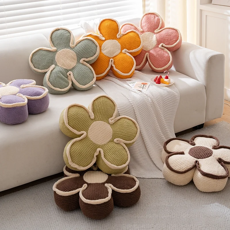 

Thick Striped Flower Plush Pillow Cushion, Soft Fluffy Comfy Seat Back Rest Pillow for Office Chair, Bed, Car, Sofa, Nap, Decor