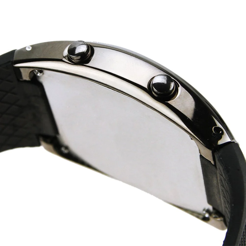 

Unisex Black LED Aviation Watch Waterproof Car Meter Dial Design Blue Digital Display Date Week Function Adjustable Rubber Band