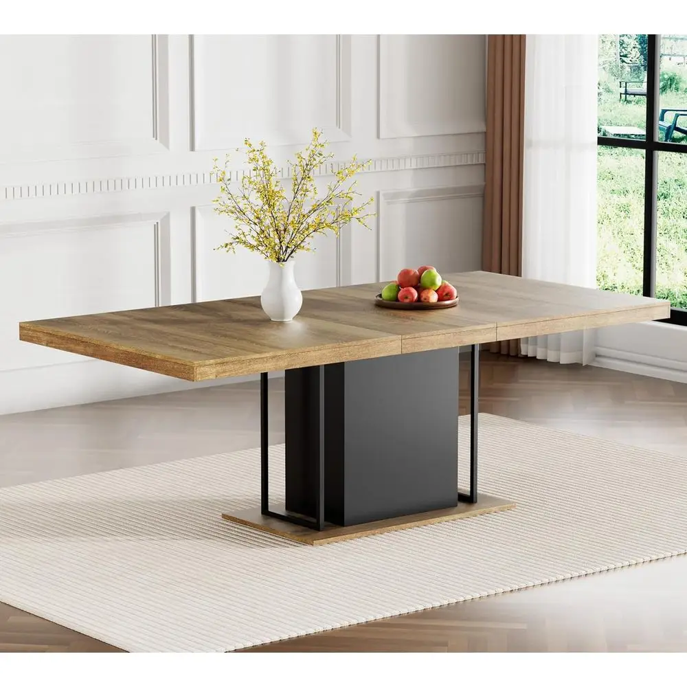 

Modern Farmhouse Expandable Dining Table, Seats 6-10, Wooden Kitchen Table for Home & Office