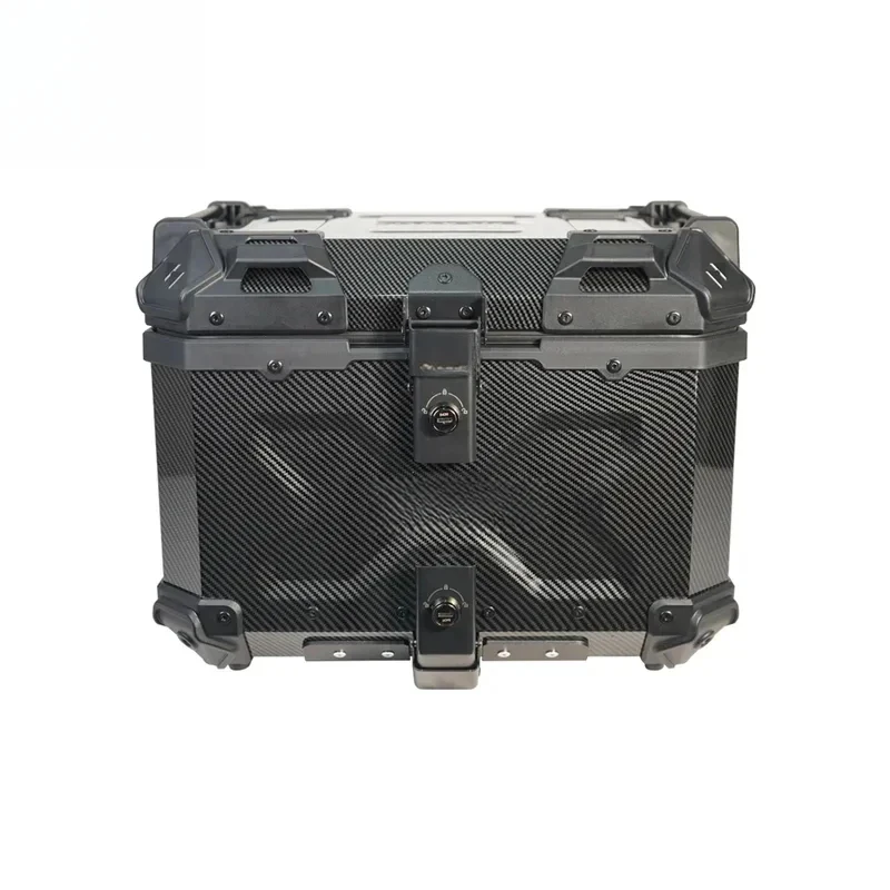 45L-3X Carbon Fiber Pattern Transfer Motorcycle Tail Box with Black Lock and Handle (Black)