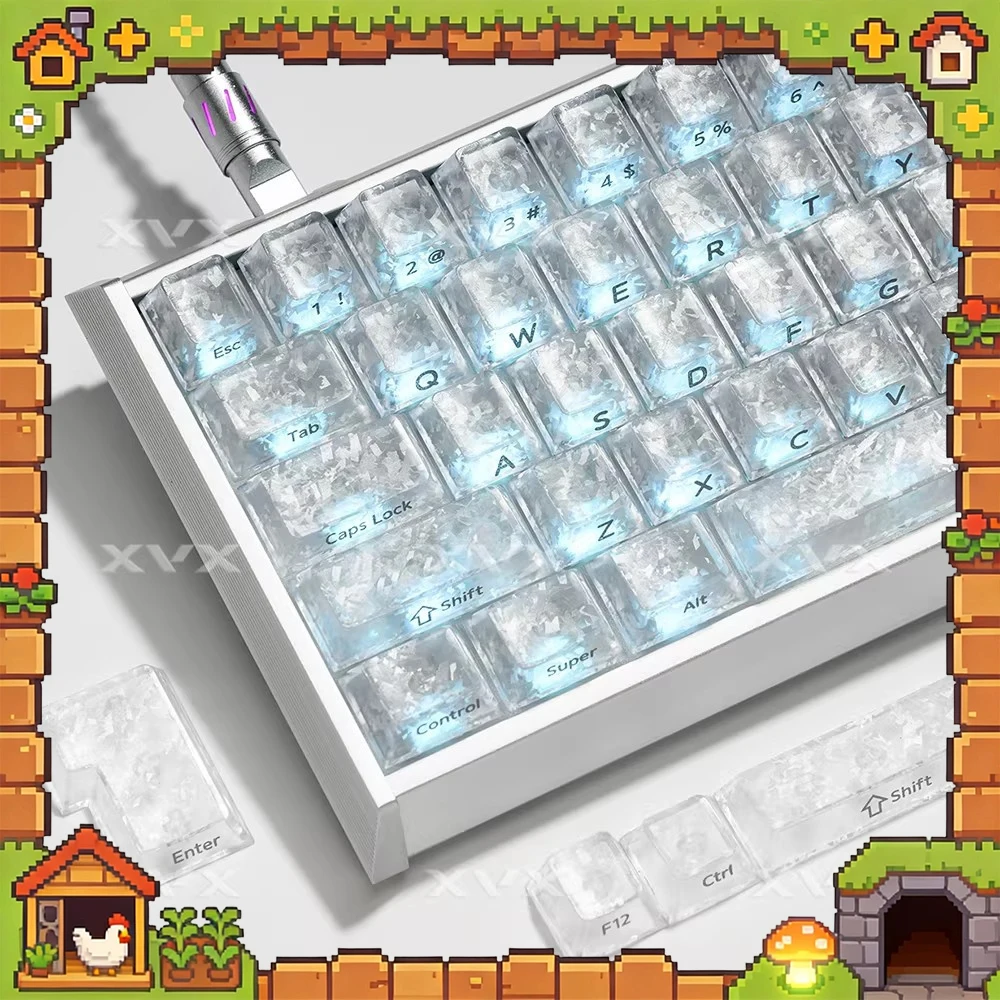 

Колпачки для клавиш XVX Ice Carbon Grain из поликарбоната, профиль Cherry, прозрачные, для клавиатур, индивидуальные аксессуары для ПК, подарки