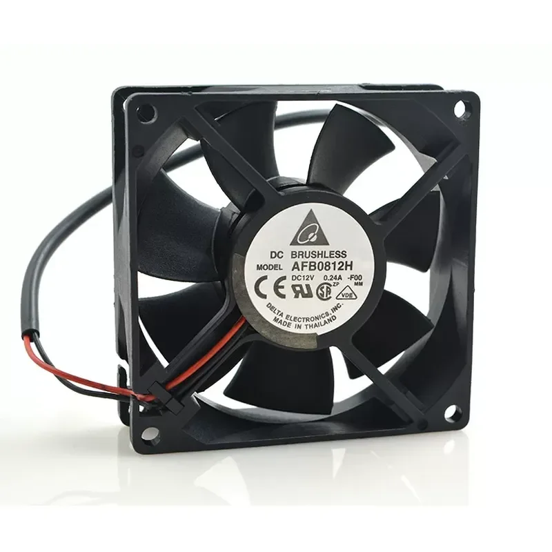 Delta AFB0812H 8cm 8025 12V 0.24A Two Wire Dual Ball Bearing Chassis Power Cooling Fan for Computer Server Cabinet