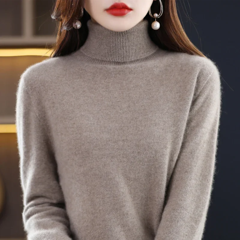 High-Collared Cashmere Sweater Wool Knit Women\'s Turtle Neck Pullover High-Quality Sweater Women\'s Winter Warm Jumper S-XXL L308