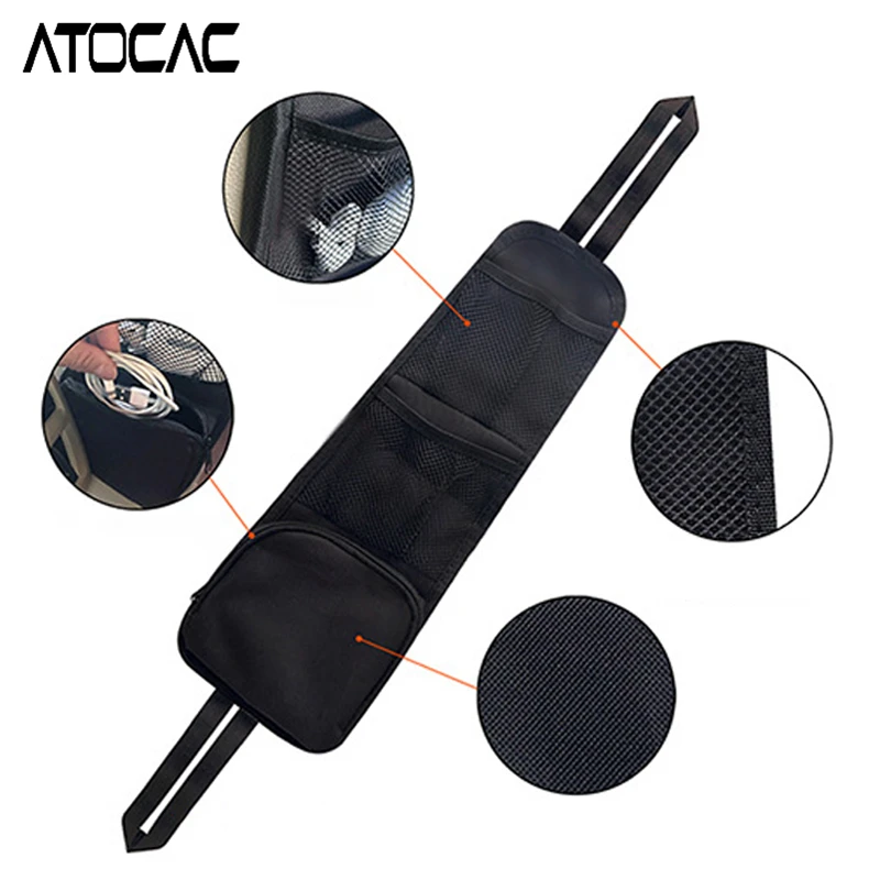 Car Seat Side Hanging Bag Phone Wallet Charging Cable Card Storage with Zipper Pocket Mesh Cover Auto Vehicle Interior Organizer