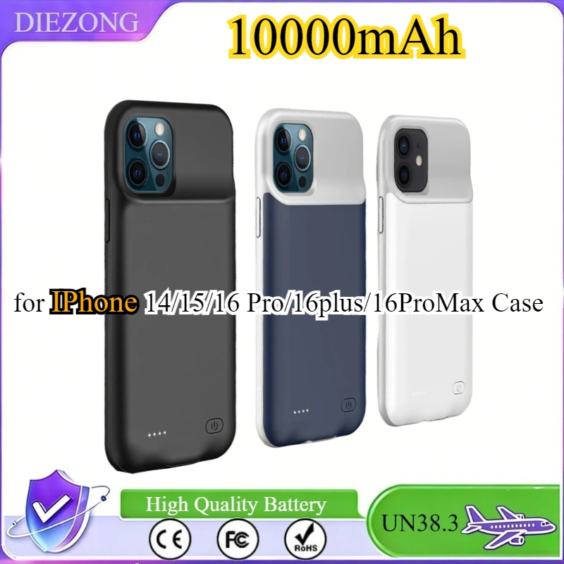 

10000mAh Battery Case for Iphone 14 15 16 Pro plus ProMax Power Bank Charger Cover for IPhone 14/15/16 Pro/16plus/16ProMax Case