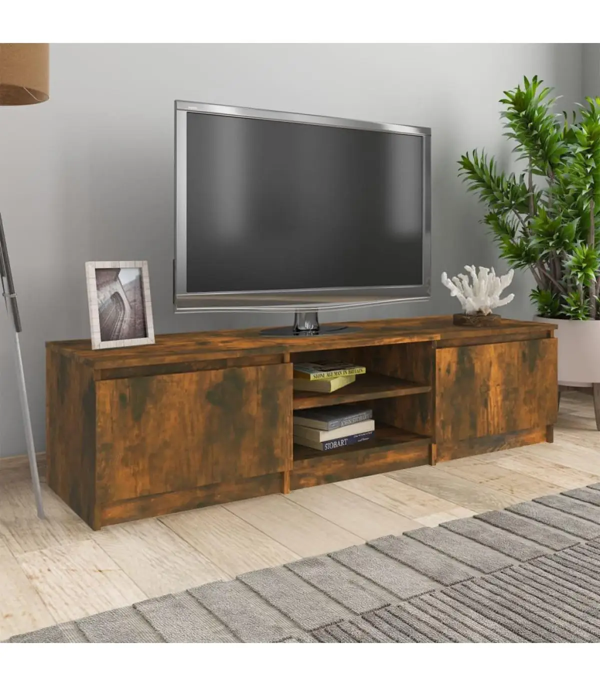 TV furniture furniture for TV plywood oak smoked 140x40x35,5cm