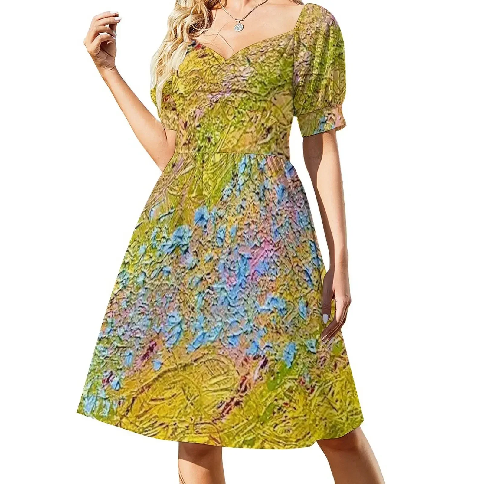 

Pastel Fields Print Short-Sleeved Dress Dress vintage birthday dress for women luxury 2025