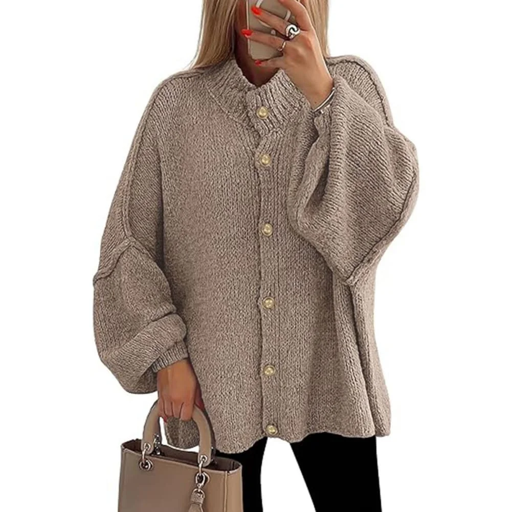 Women's Solid Color Loose for Fit Polyester Knit Sweater Half High Neck Casual for Summer Beach Holiday and Outdoor Lifestyle