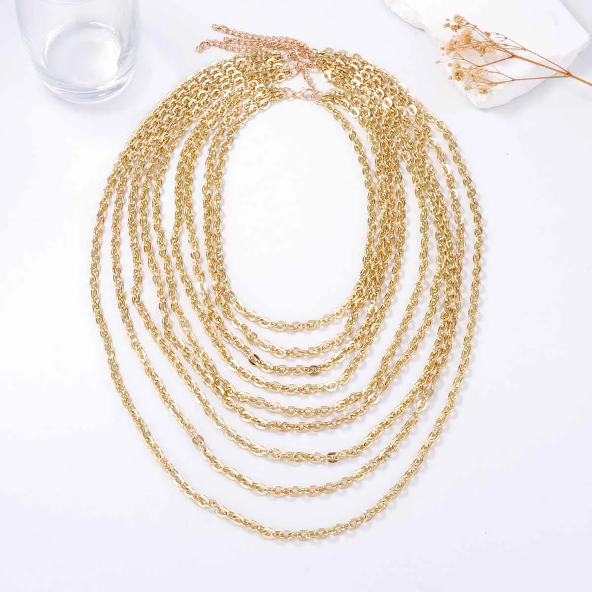 

ZAA Vintage Multichain Tassels Necklace for Women Boho Multilayer Metal Chains Choker Jewelry Summer Party Neck Accessories