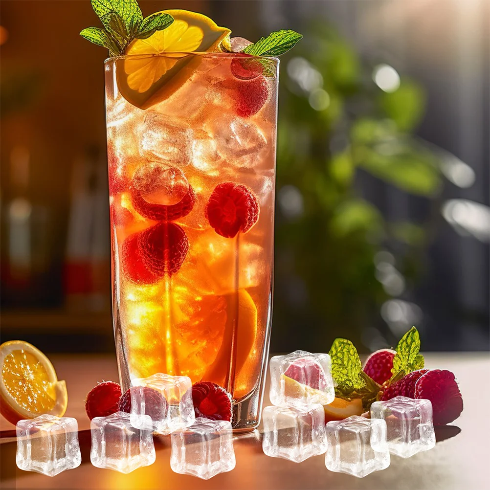 120 قطعة مكعبات ثلج من الأكريليك الشفاف غير قابلة للاذوبان وقابلة لإعادة الاستخدام لحشو المزهرية مبعثر طاولة الحفلات 18 مللي متر #2