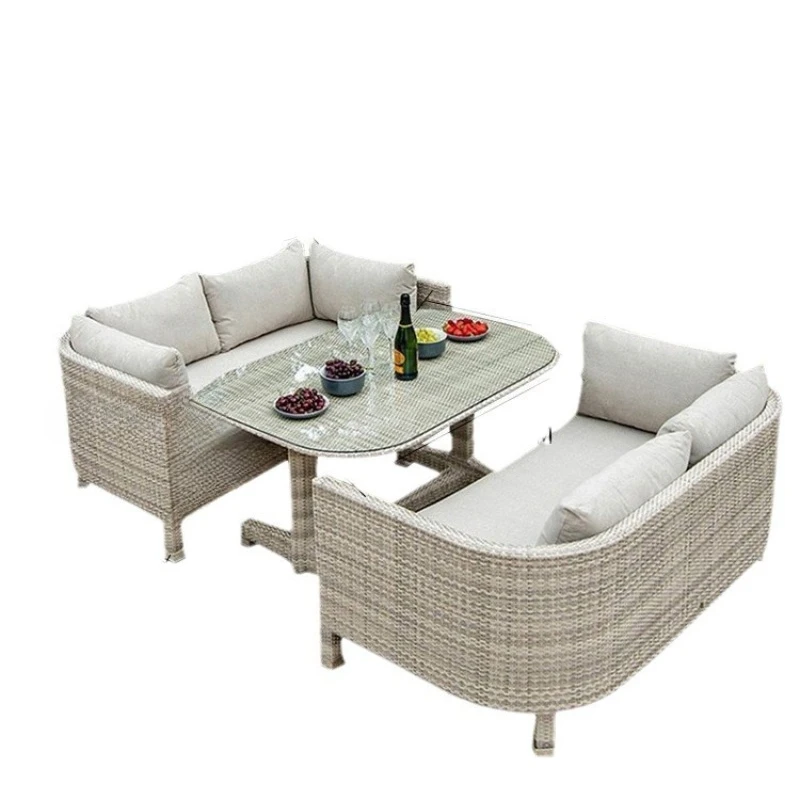 

Outdoor rattan sofa terrace villa rattan storage double sofa combination