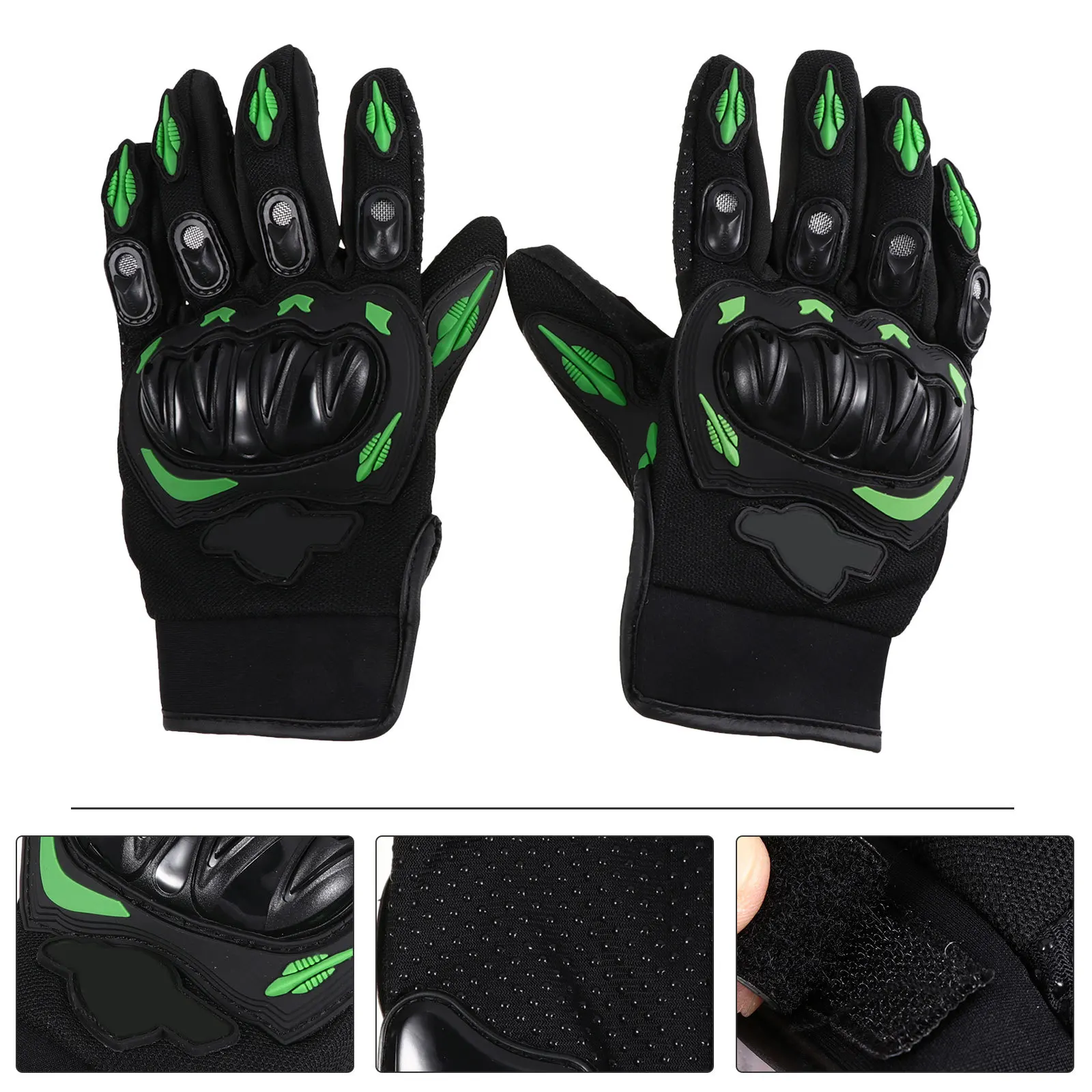 

1Pair Motorcycle Gloves Breathable Anti-Skid Full Finger Cycling Riding Sports Gloves Lightweight Outdoor Green