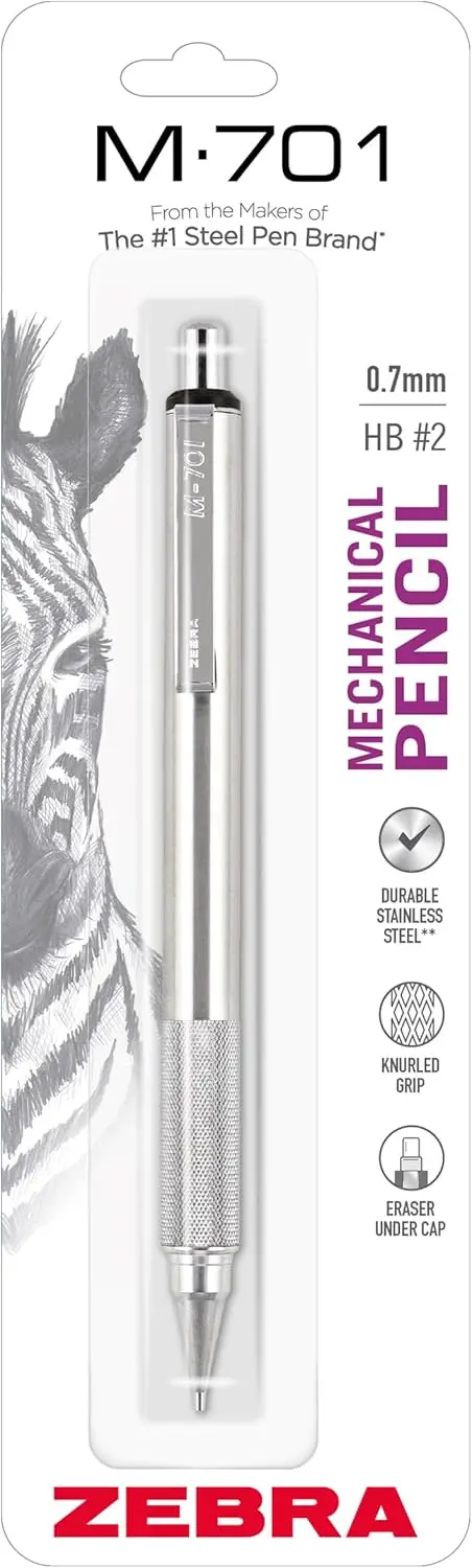 

0.7mm Mechanical Pencil, Durable Stainless Steel, Knurled Grip, Refillable, Tactical Use