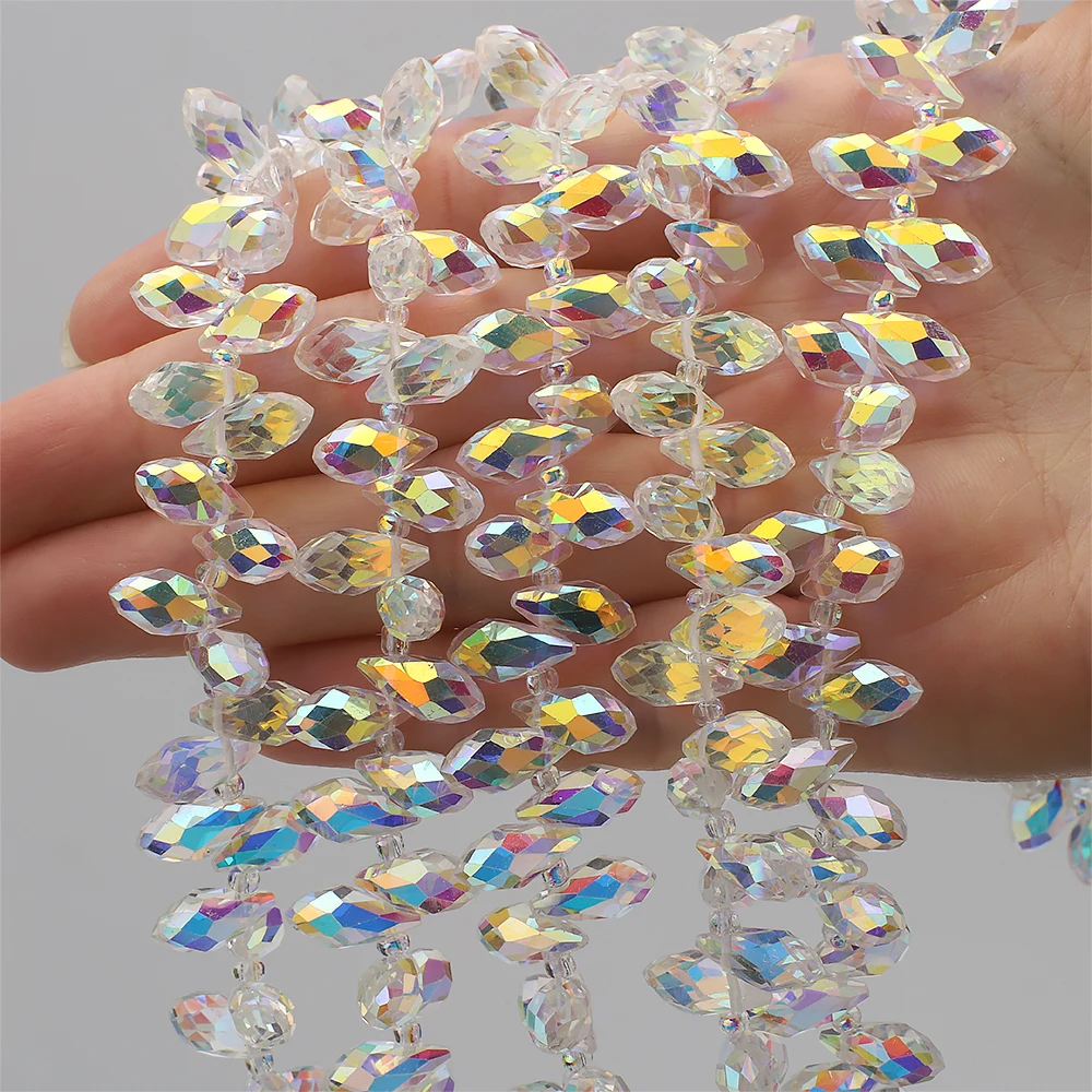 Teardrop Pear Shape Pendants Faceted Crystal Glass AB Shine Drop Beads for Earrings Necklace Bracelets Jewelry Making Accessory