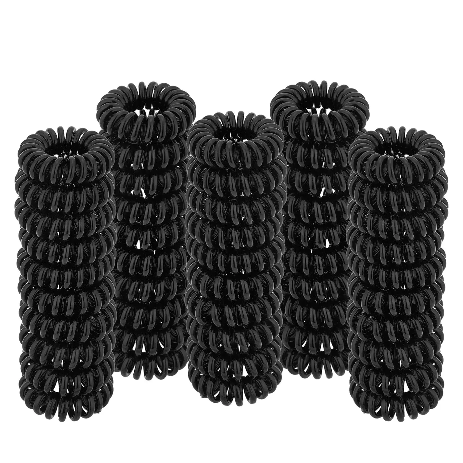 Black Elastic Spiral Hair Ring Ties Women Black Telephone Wire Cord Hair Rubber Bands Headwears Scrunchies Ponytail Holder