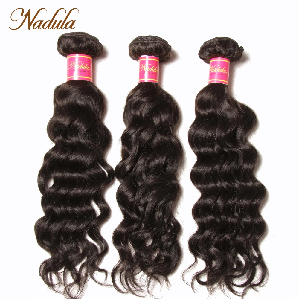 Nadula Hair 3 Bundles Brazilian Natural Wave Hair Weaves 8-26inch 100% Human Hair Extensions Double Weft 3PCS Natural Black Color Virgin Human Hair Weave Free Shipping 100g/pc