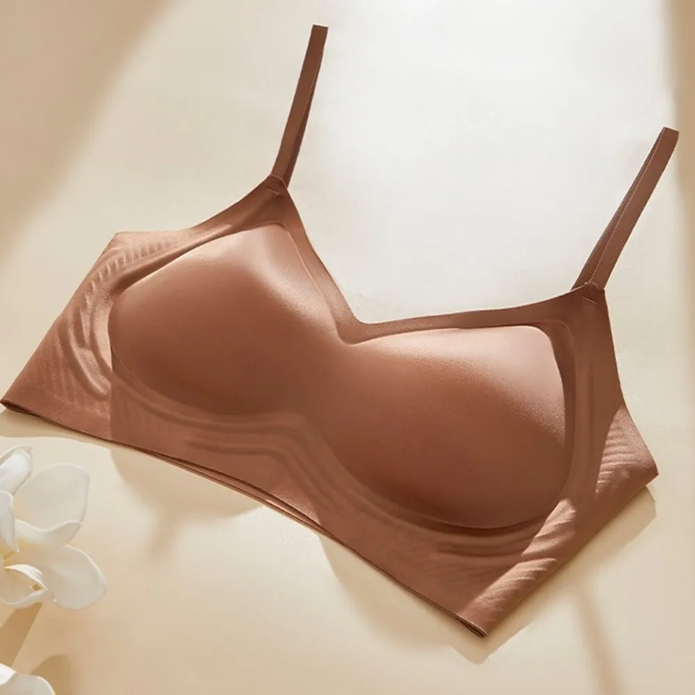

Satin Wireless Deep V Bra Shockproof Close-fitting Push Up Underwear Traceless Gathered Breasts Brassiere for Women Sport