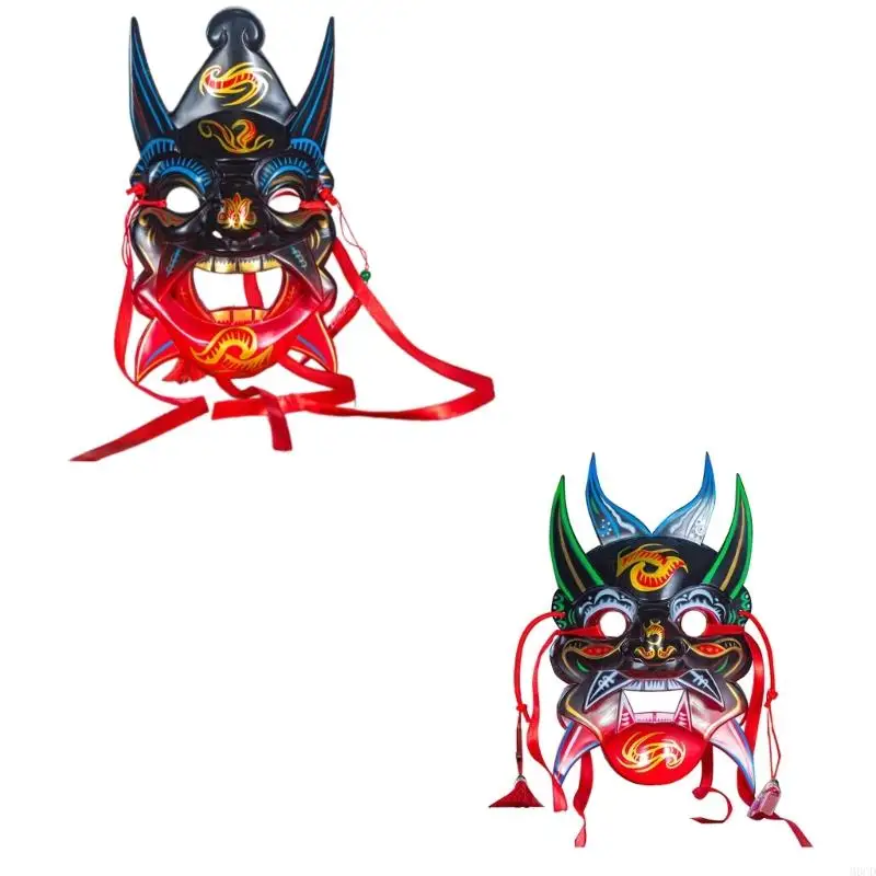 

M6CD Party Mask Aesthetic Mask Hand Painted Nuo Operas Mask Masquerade Mask Gifts