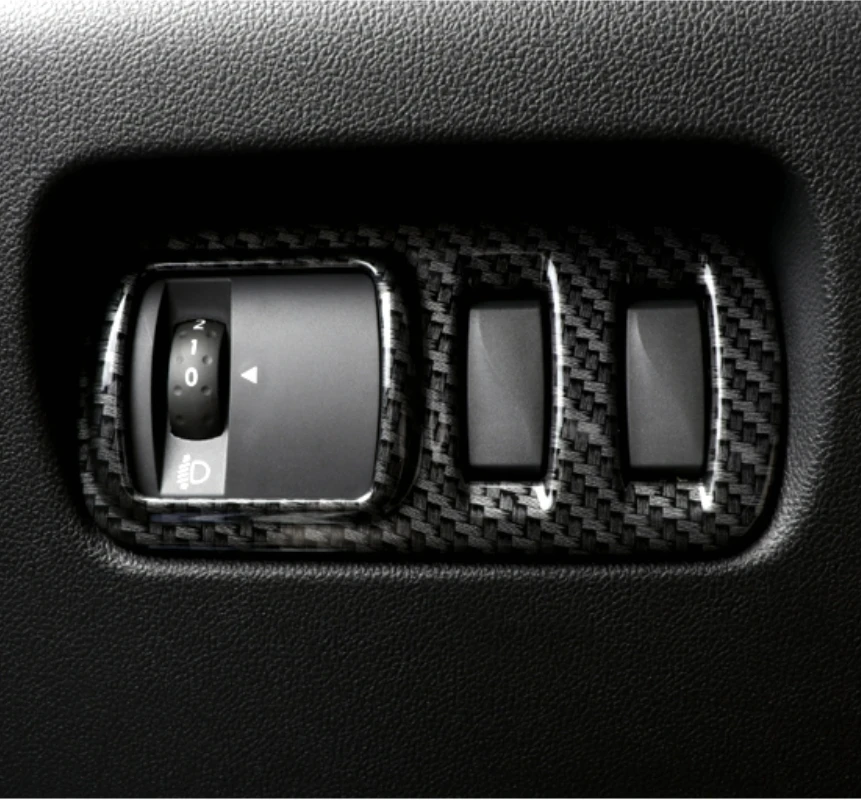 ألياف الكربون نظرة/ماتي إضاءة أمامية مصابيح التبديل لوحة أزرار غطاء إطاري الكسوة لرينو كادجار 2016 2017 2018 2019 صب #3