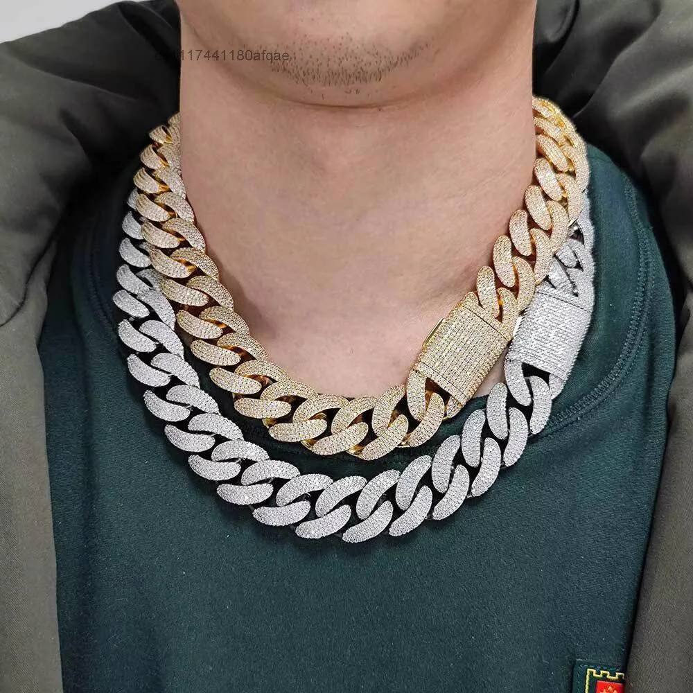 Factory Wholesale Custom 14k Real Solid Gold Certificate Moissanite Diamond Fashion Cuban Link Chain Necklace Jewelry.