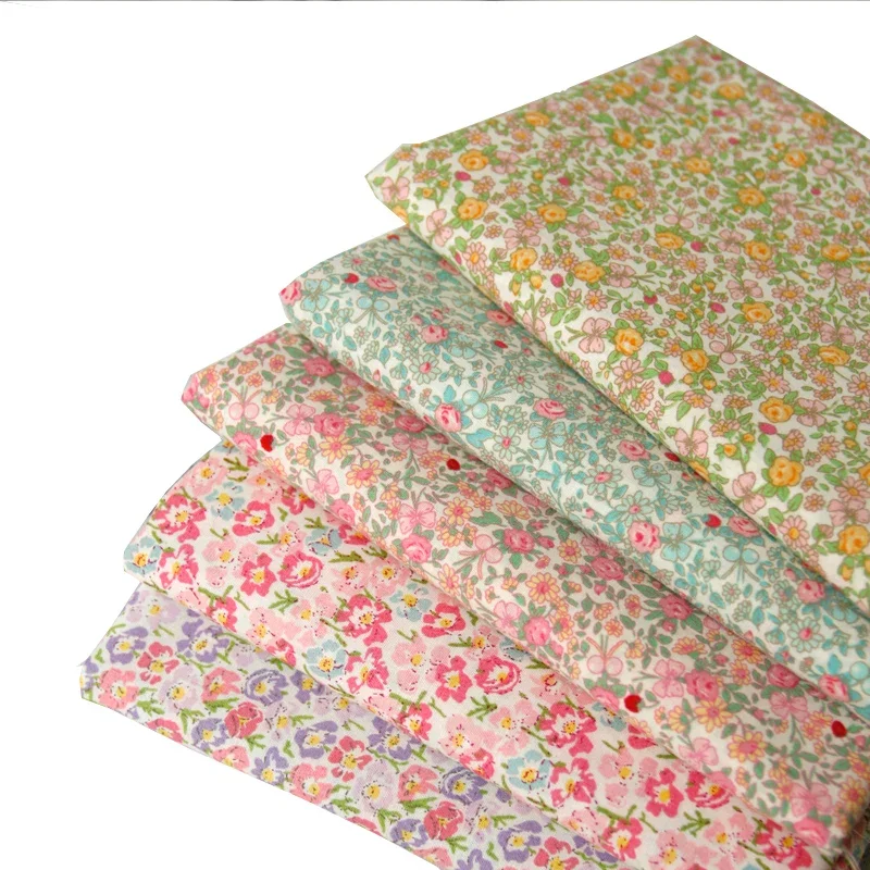 145x50cm Green Rose Floral Summer Poplin Cotton Sewing Fabric DIY Children's Wear Make Baby Dress Decoration Home Sewing Cloth