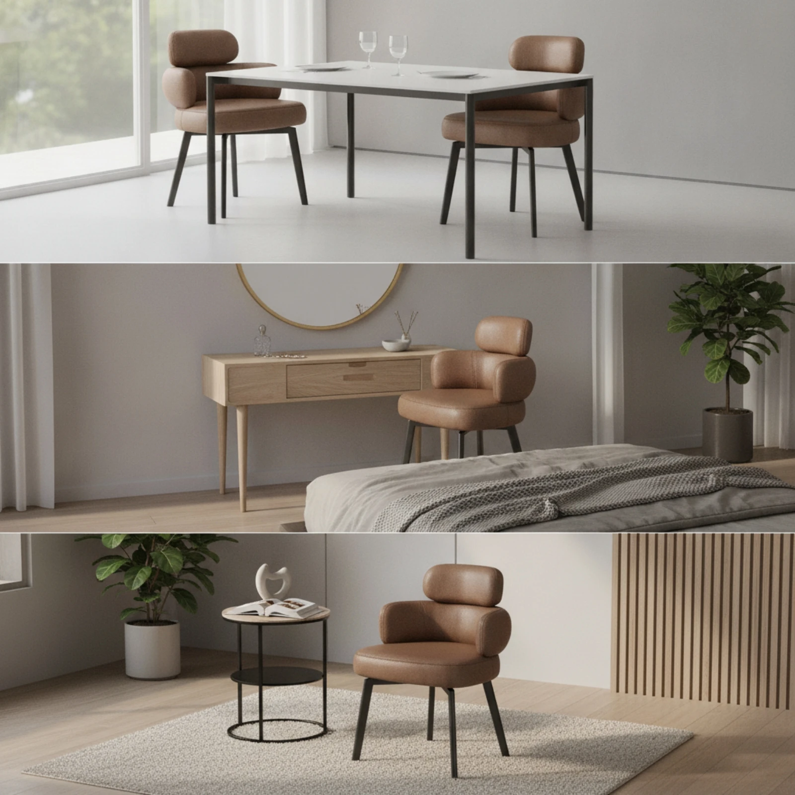 Swivel Accent Chair with Leather Upholstery Modern Swivel Accent Chair Compact for Living Room, Home Office