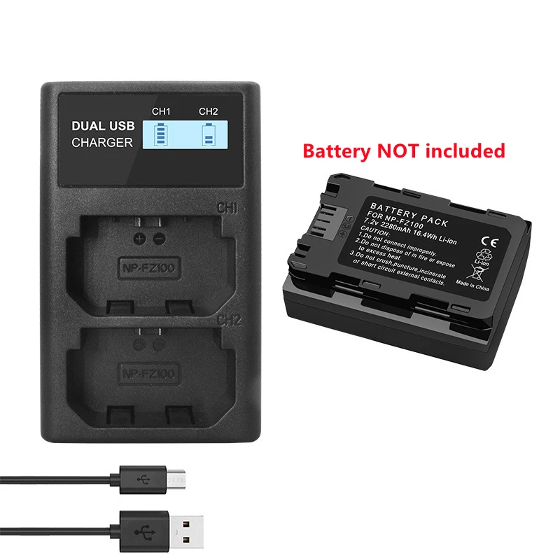 Camera Battery Charger with LCD NP-FZ100 For Sony NP-FZ100 Batteries Chargers, BC-QZ1, Sony a9, a7R III, a7 III, ILCE-9 NP FZ100