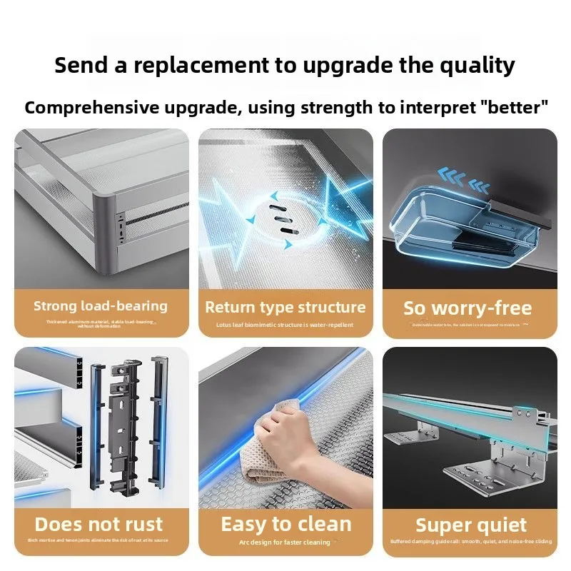 Kitchen cabinet drawer type 304 baseplate double storage basket