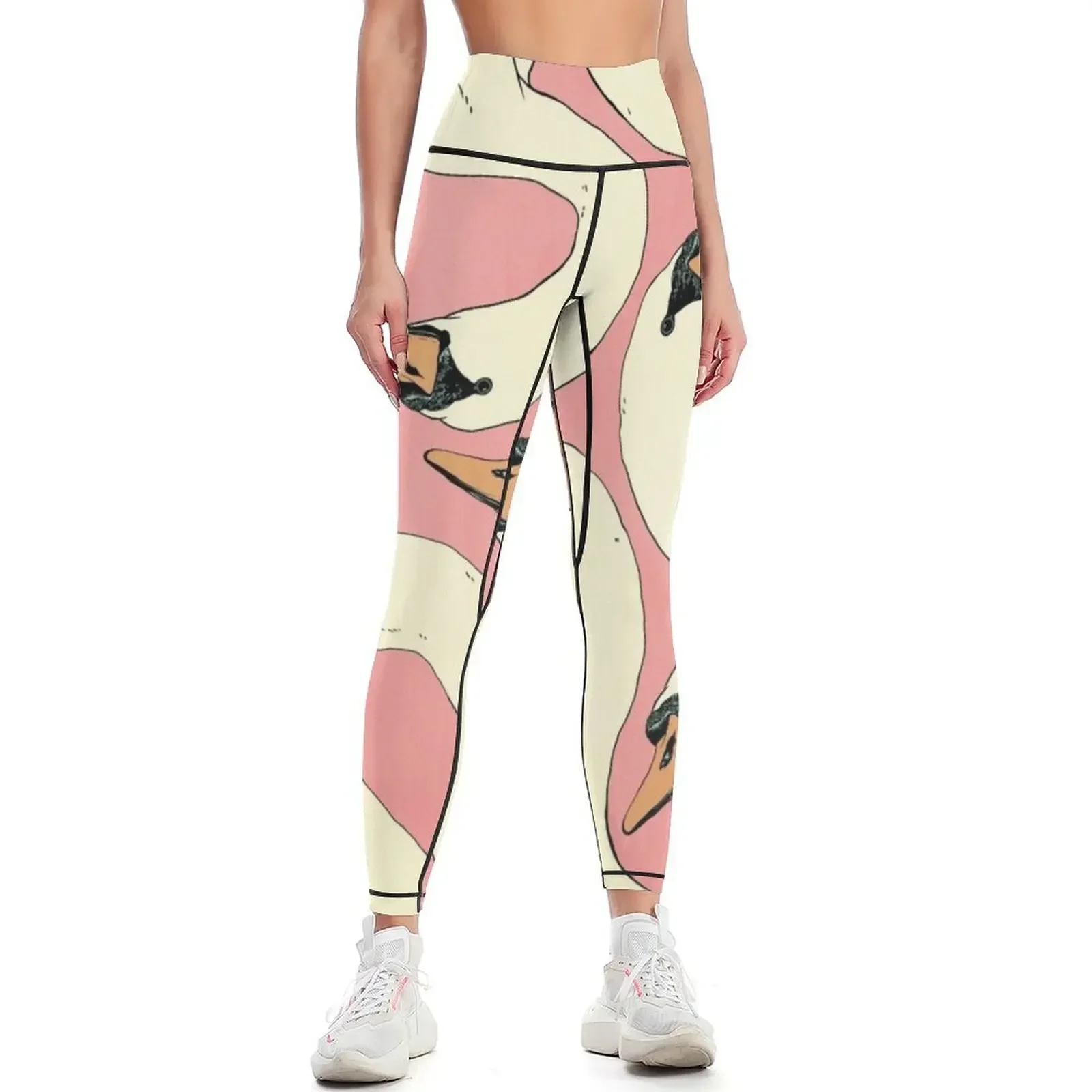 

Pink Swan Leggings Women's trousers sports for sports shirts gym Women's sports pants Womens Leggings