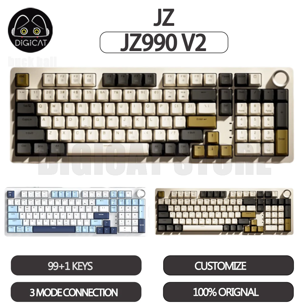 

JZ990 V2 Mechanical Gamer Keyboard 3Mode USB/2.4G/Bluetooth Wireless Keyboard RGB Gasket Keycaps PBT Customized Gaming Keyboards