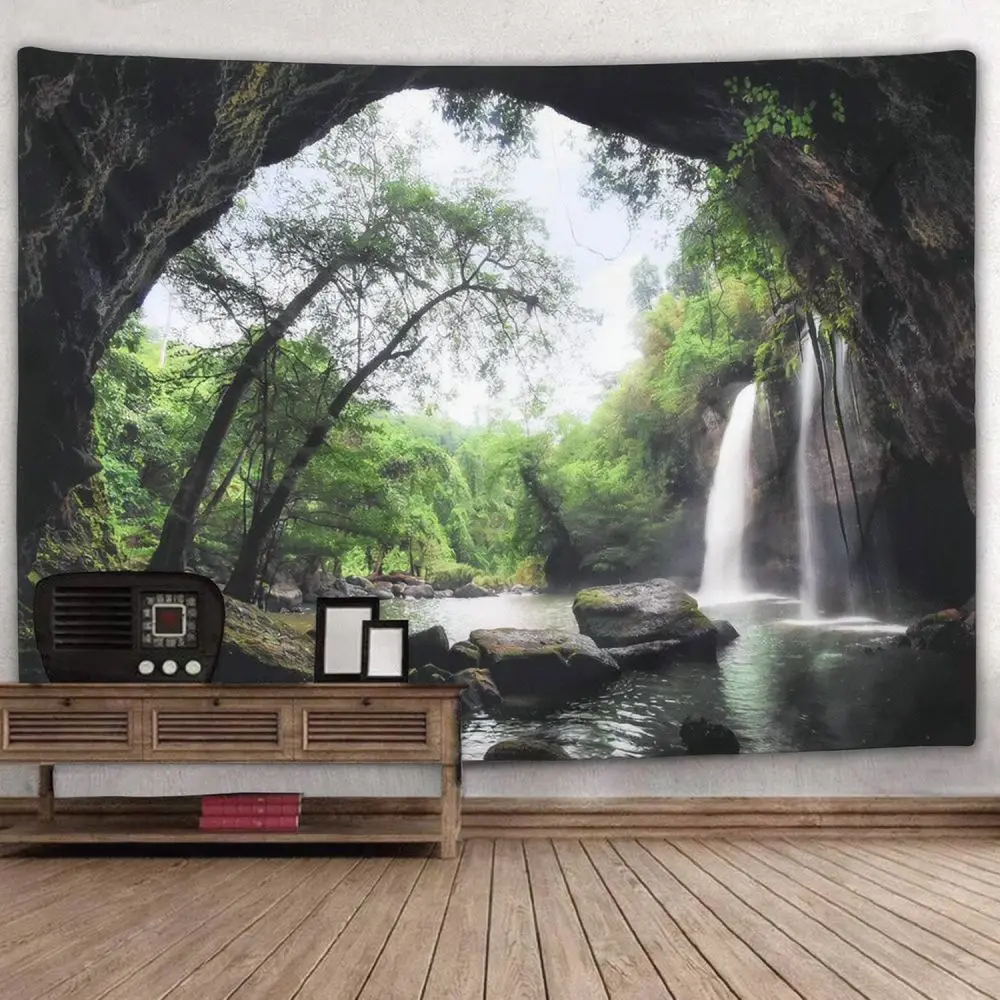 Nordic Forest Pattern Wall Hanging Tapestry Decorative Polyester Fabric Aesthetic Home Beach Picnic Blanket Decor